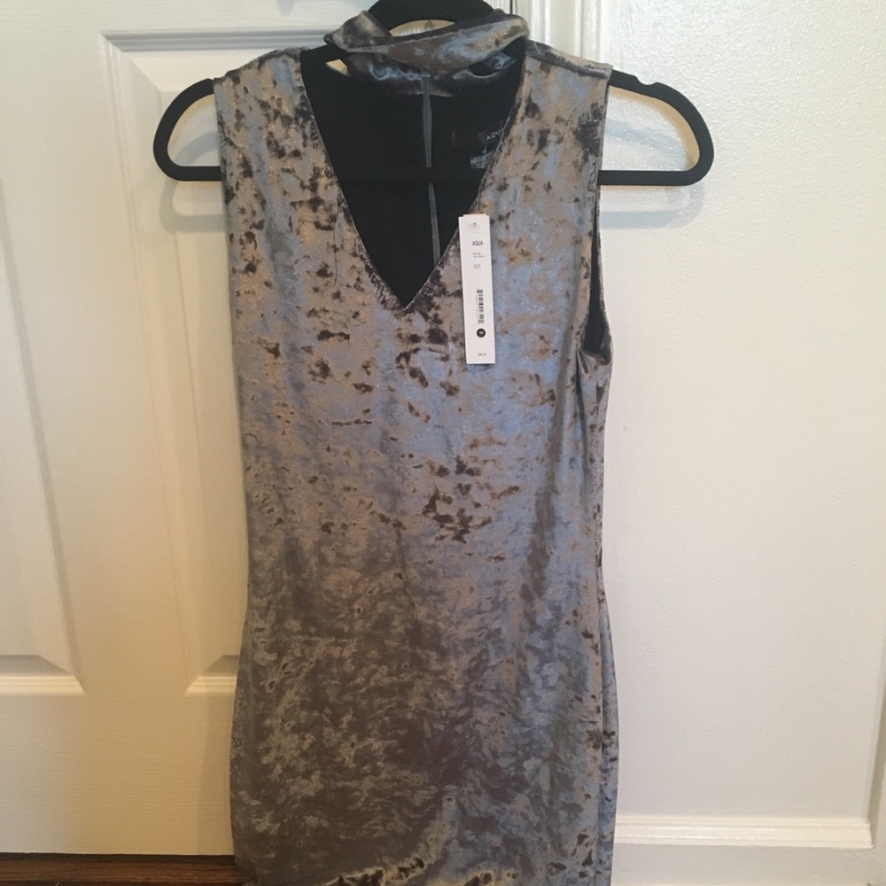 silver velvet fitted dress